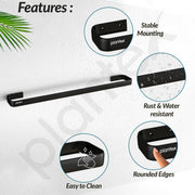 Plantex Aluminium Towel Holder for Bathroom/24 inch Single Towel Rod/Towel Bar/Towel Hanger/Bathroom Accessories -Pack of 1 (1512, Black)