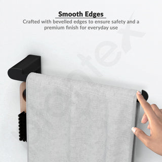 Plantex Space Aluminum Towel Hanger for Wash Basin/Towel Ring for Bathroom/Hand Towel Holder with Hooks/Bathroom Accessories (Rich Black)
