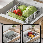 Plantex Stainless Steel & ABS Plastic Sink Drainer Basket/Vegetable Washing Sink Basket Strainer/Kitchen Accessories Items for Home - Pack of 1 (White)