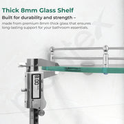 Plantex Transparent Glass Shelf for Living Room/Glass Corner Shelf for Bathroom with Stainless Steel Railings and Brackets/Bathroom Organizer/Kitchen Racks-(12 x12 Inch-Pack of 3)