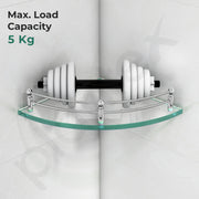 Plantex Transparent Glass Shelf for Living Room/Glass Corner Shelf for Bathroom with Stainless Steel Railings and Brackets/Bathroom Organizer/Kitchen Racks-(12 x12 Inch-Pack of 3)