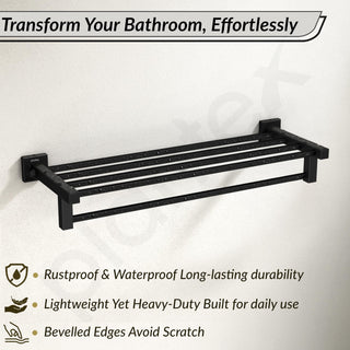 Plantex Stainless Steel 24 Inch Towel Rack for Bathroom/Towel Stand/Towel Holder/Towel Bar/Bathroom Accessories - Pack of 1, Aqua (Black)