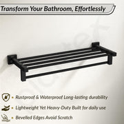 Plantex Stainless Steel 24 Inch Towel Rack for Bathroom/Towel Stand/Towel Holder/Towel Bar/Bathroom Accessories - Pack of 1, Aqua (Black)