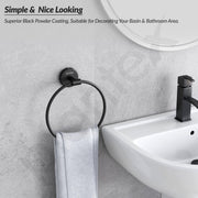 Plantex Towel Ring for Bathroom/Stainless Steel Towel Holder/Round Napkin Ring/Towel Stand for Bathroom/Bathroom Accessories - Pack of 1 (Black)