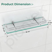Plantex Premium Transparent Bathroom Glass Shelf/Glass Shelf for living room/Bathroom & Kitchen Accessories- (Polished, 18x6 Inches) - Pack of 1