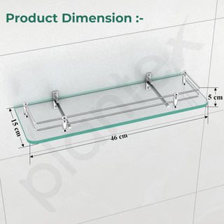 Plantex Premium Transparent Glass Shelf for Bathroom/Kitchen/Living Room - Bathroom Accessories (Polished, 18x6 Inches) - Pack of 3