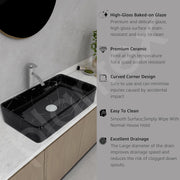 Plantex Ceramic Countertop Basin/Tabletop Washbasin/Bathroom Basin Sink/Marble Washbasin for Kitchen (White Veins, 24 x 13 x 5 Inch)