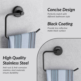 Plantex Towel Ring for Wash Basin/Towel Hanger for Wash Basin/Napkin Holder for Bathroom/Towel Hanger/Bathroom Accessories (Black - Half Square)