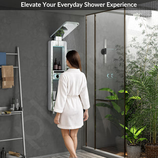 Plantex Shower Panel for Bathroom with Hand Shower/Body Massage Jets/Showerhead/304 Grade Stainless Steel Showers System with Hot & Cold Mixer (KM-8103-Chrome)