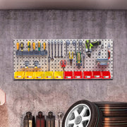 Plantex Tool Organizer for Workshop/Metal Pegboard for Garages/Tool Storage Board/Hanging Pegboard – 120 x 45 cm (Silver)