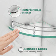 Plantex Glass Corner Shelf for Bathroom Wall/Bathroom Glass Shelf/Bathroom Corner Shelf/Corner Shelf for Kitchen (Transparent-9x9 Inches-Pack of 1)