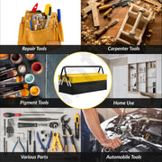 Plantex Metal Tool Box for Home Use/3 Cabinet Empty Tool Kit Box With Large Capacity & Strong Handle/Tools Box/Tool Organizer for Essential Tools - (Yellow & Black)