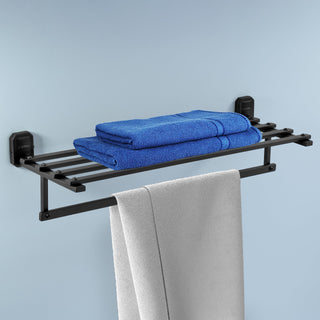 Plantex 304 Grade Stainless Steel 24 inch Towel Rack for Bathroom/Towel Stand/Hanger/Towel Bar for Bathroom Accessories - Cute (Black)