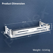 Plantex Bathroom Shelf Rack/Bathroom Organiser/Wall Mounted Stainless Steel Bathroom Shelf with Railings/Wall Shelf for Bathroom/Kitchen/Living - (12 x 5 Inches)