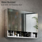 Plantex Premium Bathroom Cabinet with Mirror/ 304 Stainless Steel Bathroom Mirror with Shelf/Storage/Bathroom Organiser/Bathroom Accessories (24x32 Inch-Chrome/Double Door)