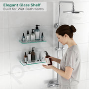 Plantex Transparent Bathroom Glass Shelf/Glass Shelf for Living Room/Kitchen/ Multipurpose Wall Storage Bathroom Organiser-(Polished, 12x6 Inches, Pack of 2)