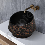 Plantex Ceramic Tabletop Washbasin/Bathroom Basin Sink/Basin for Bathroom/Wash Basin for Restaurant/Hotel (Black & Gold - 16.5 x 16.5 x 13 Inch)