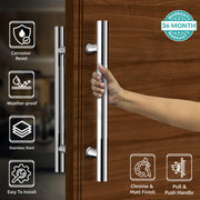 Plantex Stainless Steel Main Door Handle/Wooden Door Handle/Wooden Door Accessories/12 Inch Pull-Push Handles Set of 1 (2 Piece, Chrome)