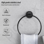 Plantex Towel Ring for Bathroom/Stainless Steel Towel Holder/Round Napkin Ring/Towel Stand for Bathroom/Bathroom Accessories - Pack of 1 (Black)
