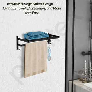 Plantex Towel Hanger for Bathroom/24 Inch Towel Rack/Bathroom Hanger for Clothes/Towel Holder/Bathroom Accessories -Pack of 1 (1509, Black)