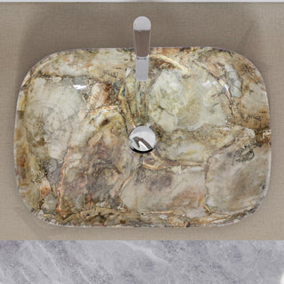 Plantex Ceramic Tabletop Basin/Square Washbasin/Basin for Bathroom/Washbasin for Bathroom, Restaurant, Hotel (Marble Finish, 18 x 13 x 5.5 Inch)