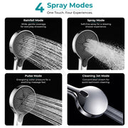 Plantex Hand Shower for Bath/4 Mode Multifunctional Shower/5-Inch ABS Plastic Silicone Handheld Shower/Easy Mode Switching – (Chrome, H615)