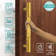 Plantex Door Handle/15 Inch Main Door Handle/Handle for Wooden Door/Pull-Push Door Handle/Door Accessories (Pack of 1, Gold) 3 Years Warranty