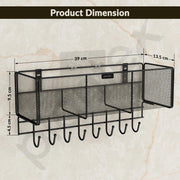 Plantex Self-Adhesive Bathroom Shelf with Fix Hook/Storage Rack for Kitchen/Decorative Railing Shelf for Home/Office/Storage Organizer - Pack of 1 (Black)