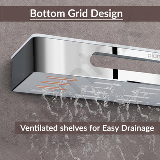 Plantex Bathroom Shelf Rack/ABS & Stainless Steel Shelf for Bathroom Rack/Bathroom Organiser/Kitchen Shelves -(14x5 inches, Chrome)