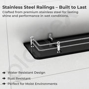 Plantex Premium Black Glass Shelf for Bathroom/Kitchen/Living Room - Bathroom Accessories (Polished, 18x6 Inches) - Pack of 1