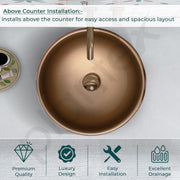 Plantex Ceramic Countertop Wash Basin/Basin for Bathroom/Designer Basin for Home/Office/Restaurant (Bronze - 16.5 x 16.5 x 6 Inch)