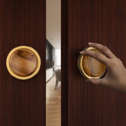 Plantex Stainless Steel Main Door Handle/4-inch Round Shape Door Handle for Main Door/Pull-Push Knob Handle for Wooden & Glass Door (PVD Gold & Wood) - 3 Years Warranty