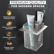 Plantex Tumbler Holder For Bathroom/Pure Brass Toothbrush Holder/Toothpaste/Razor Holder/ Bathroom Accessories - Pack of 1 (APS-RTO-03, Chrome)