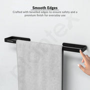 Plantex Space Aluminium Single Towel Rod/Towel Bar/Towel Holder/Towel Hanger for Bathroom/Bathroom Accessories (Black) â€“ Pack of 1