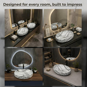 Plantex Ceramic Basin for Bathroom/Table Top Ceramic Basin/Washbasin for Bathroom - (CRETA-NS-211-Marble Finish, 23 x 15 x 5.54 Inch)