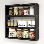 Plantex Premium Steel 3 Tier Spice Rack/Multipurpose Shelf/Spice Jar Organizer/Storage Rack for Kitchen/Wall Mounted/Shelf for Bathroom/Livingroom/Bedroom (Black)