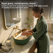Plantex Designer Wash Basin for Bathroom/Ceramic Table Top Washbasin/Countertop Vessel Sink Basin - (Green Gold, 22 x 13 x 6 Inch)