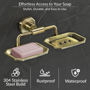 Plantex 304 Grade Stainless Steel Soap Holder for Bathroom/Double Soap Dish/Soap Stand for Kitchen Sink/Bathroom Accessories- Nipron (Brass Antique)