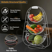 Plantex Stainless Steel 3 Step Swing Fruit and Vegetable Basket/Fruit Basket/Vegetable Basket for Kitchen and Dining Table