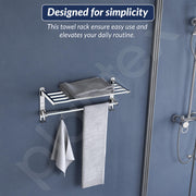 Plantex Towel Rack for Bathroom/Stainless Steel Towel Bar/18 Inch Towel Holder with Towel Rod/Bathroom Accessories - Pack of 2 (Chrome)