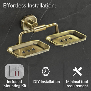 Plantex 304 Grade Stainless Steel Soap Holder for Bathroom/Double Soap Dish/Soap Stand for Kitchen Sink/Bathroom Accessories- Nipron (Brass Antique)