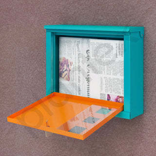 Plantex GI Steel Letter Box/Complaint Box/Small Suggestion Box for Office/Post Box for Home/Wall Mount Mail Box - (Green & Orange)