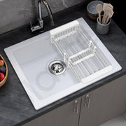 Plantex Undermount Sink for Kitchen with 10 Years Warranty by Plantex/Quartz Acrylic Kitchen Sink/Granite Single Bowl Kitchen Sinks with Coupling & Drain rack (Whiti -16x18 Inches)