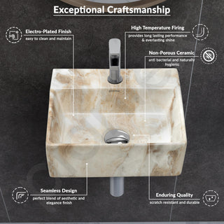 Plantex Ceramic Wash Basin for Bathroom/Square Wall Hung Basin/Bathroom Sink/Washbasin for Restaurant/Hotel (13 x 12 x 5 Inch)