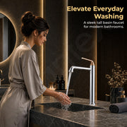 Plantex Wash Basin Mixer Tap/Brass Hot & Cold Basin Mixer Faucet/Deck Mount Pillar Spout for Bathroom Sink - Pack of 1 (Chrome & Rose Gold)