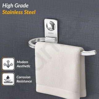 Plantex Metro Platinum Stainless Steel Hand Towel Ring/Napkin Hanger for Bathroom/Towel Holder for wash Basin/Bathroom Accessories