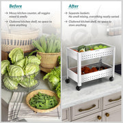 Plantex Kitchen Trolley/Vegetables Basket for Kitchen/Fruit Stand for Kitchen/Stainless Steel Vegetable Stand/Vegetable Rack for Kitchen/Trolley Stand (Silver)