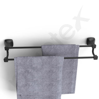 Plantex Space Aluminium Double Towel Rod/Towel Hanger for Bathroom/Towel Stand/Bathroom Accessories (24 inch - Black Powder Coated)
