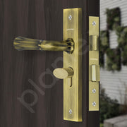 Plantex Heavy-Duty Door Lock Set - Main Door Lock Handle Set/ 6-Lever Lock Mechanism with 3 Years of Warranty/Mortise Lock with 3 Keys, Brass Lock Body & Cylinder(8117 - Brass Antique)