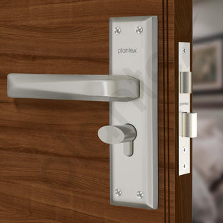 Plantex Heavy-Duty Door Lock Set - Main Door Lock Handle Set/6-Lever Lock Mechanism Mortise Lock with 3 Keys, Brass Lock Body & Cylinder (PTP-08, Satin)